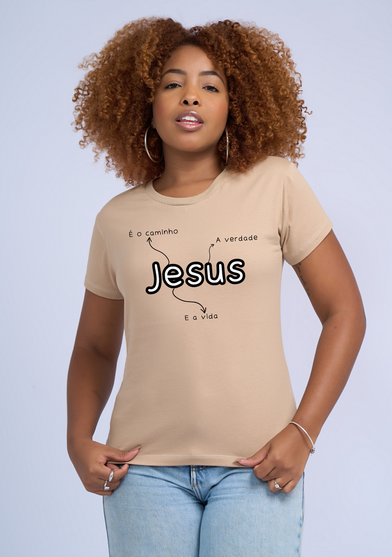 Camiseta "Jesus é o Caminho" Feminina