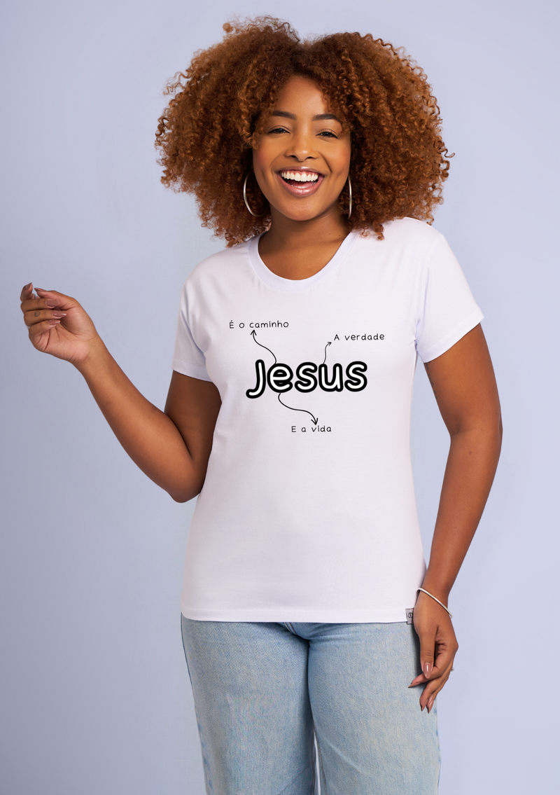 Camiseta "Jesus é o Caminho" Feminina