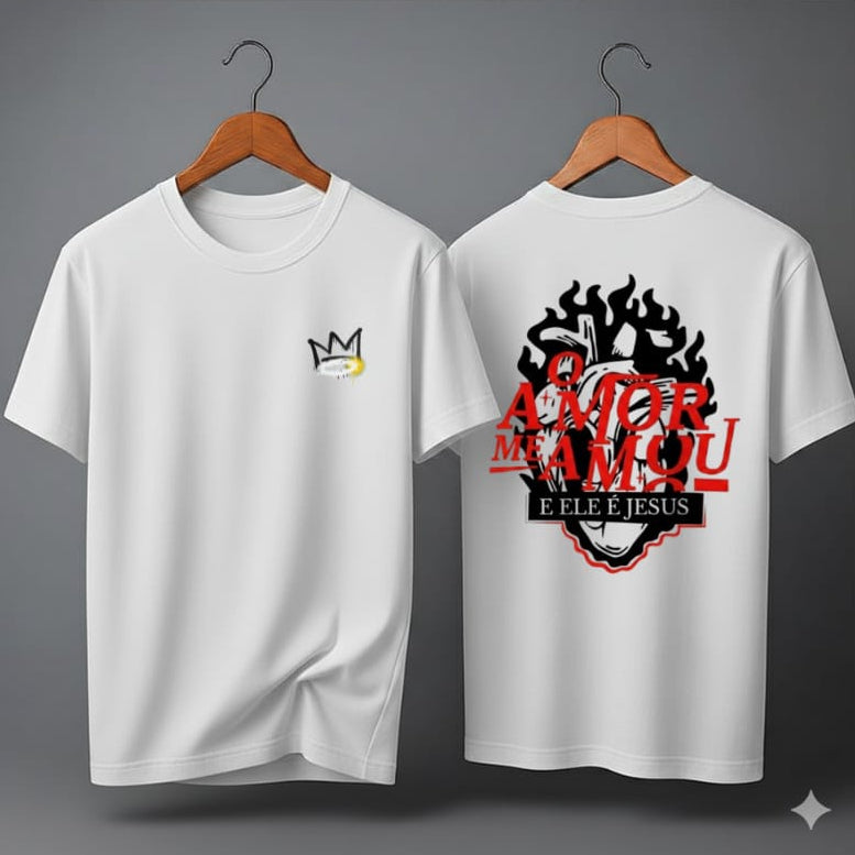 Camiseta Oversized – “O amor me amou e ele é Jesus” (4 Cores Disponíveis)