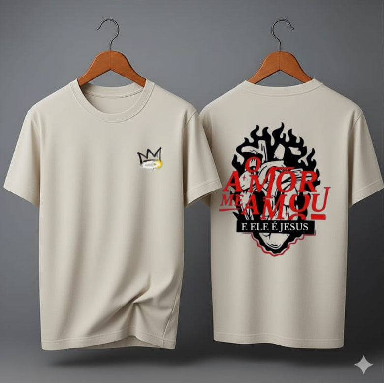 Camiseta Oversized – “O amor me amou e ele é Jesus” (4 Cores Disponíveis)