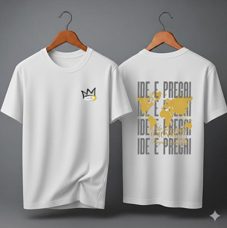 Camiseta Oversized – “Ide por todo mundo e pregai o evangelho” (4 Cores Disponíveis)