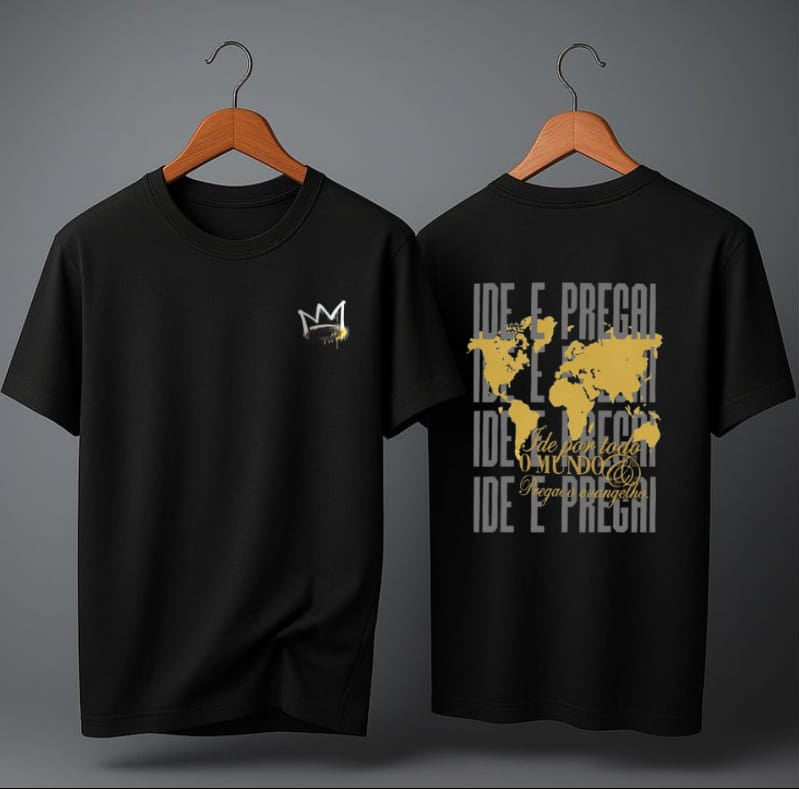 Camiseta Oversized – “Ide por todo mundo e pregai o evangelho” (4 Cores Disponíveis)