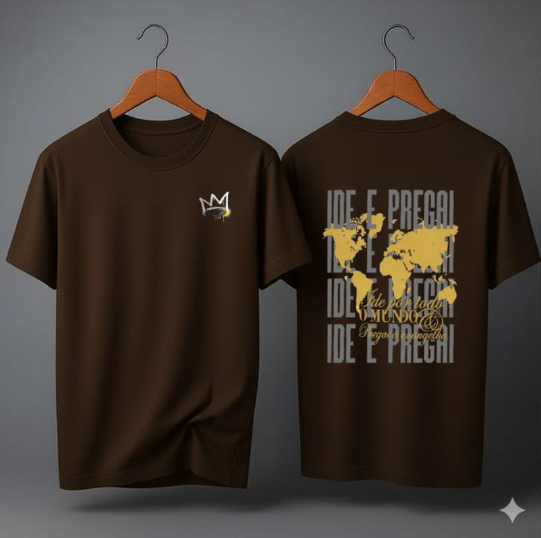 Camiseta Oversized – “Ide por todo mundo e pregai o evangelho” (4 Cores Disponíveis)